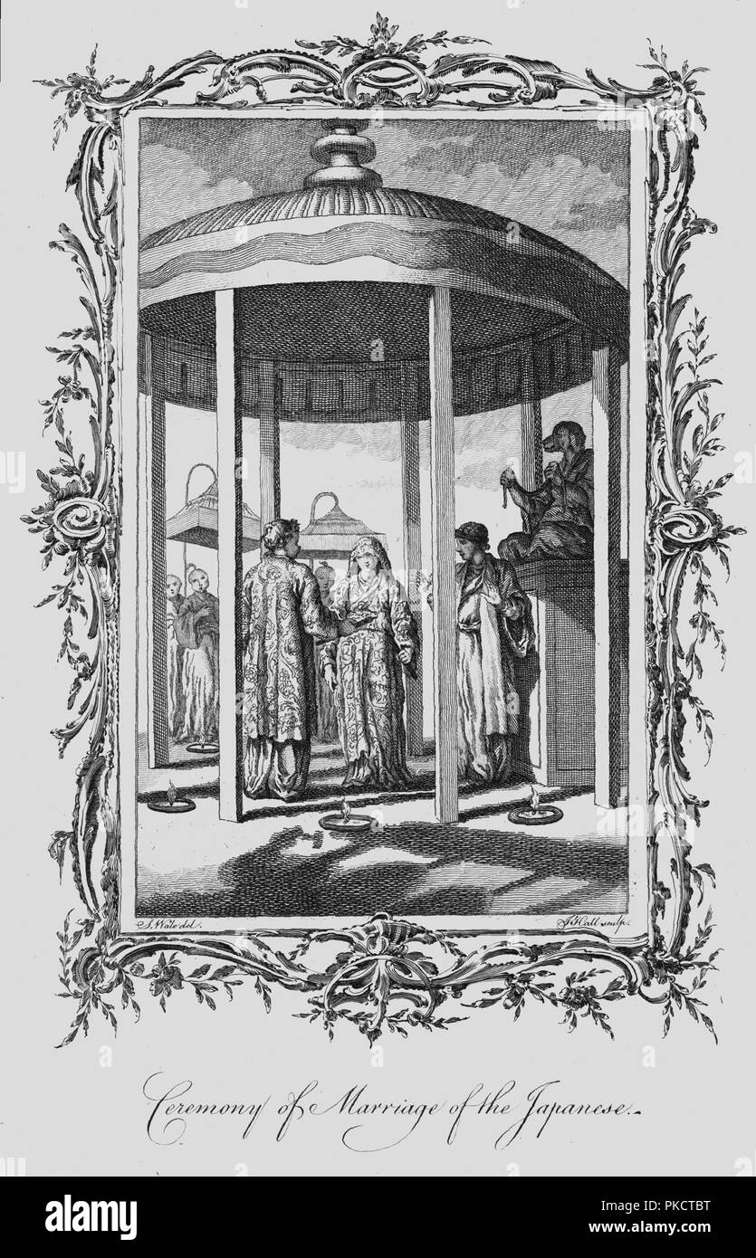 'Ceremony of Marriage of the Japanese', late 18th century. Artist: J Hall. Stock Photo