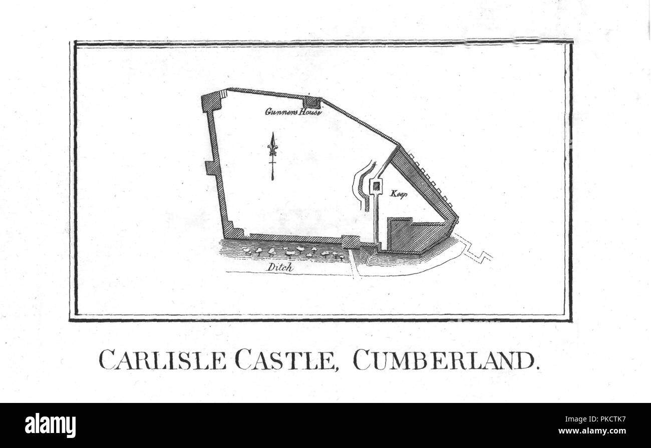 Plan of Carlisle Castle, Cumberland, late 18th century. Artist: Unknown. Stock Photo