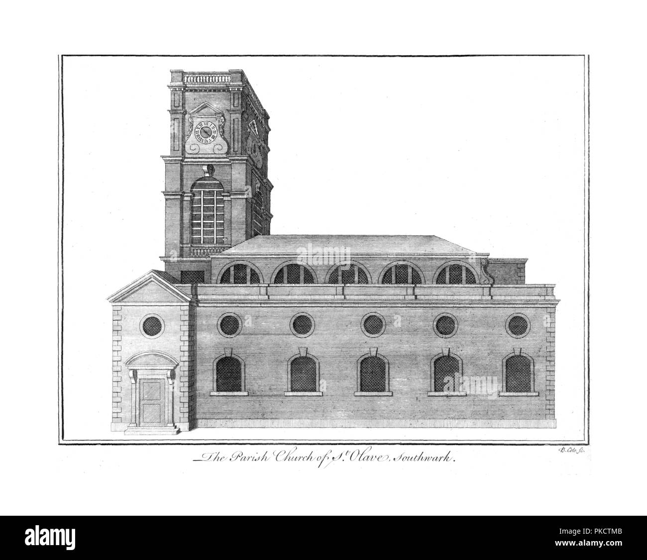 'The Parish Church of St.Olave. Southwark.', c1756. Artist: Benjamin Cole. Stock Photo