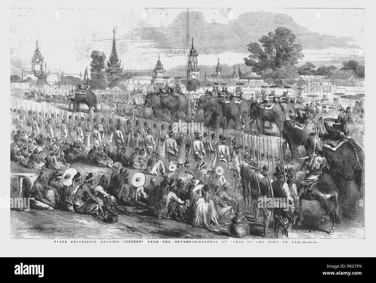 'State Procession Bearing Presents from the Governor-General of India to the King of Ava', 1856. Artist: Unknown. Stock Photo