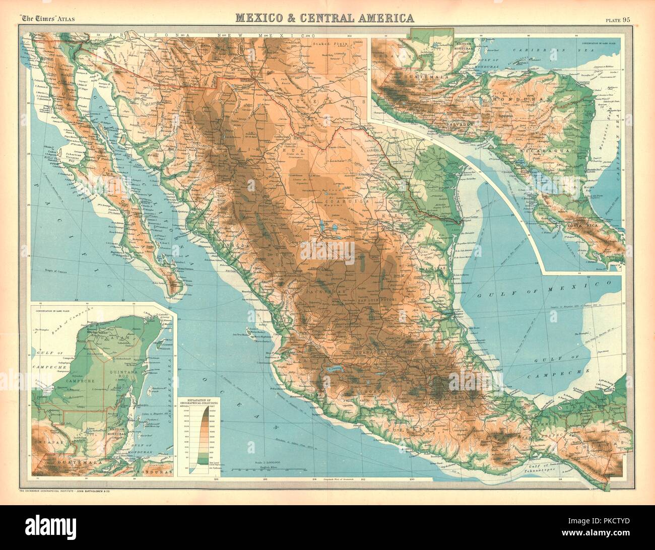 Map of Mexico and Central America. Artist Unknown Stock Photo Alamy