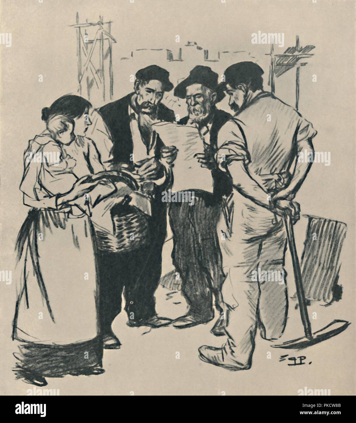 'Retour En Arrière', c1894, (1919). Artist: Theophile Alexandre Steinlen. Stock Photo