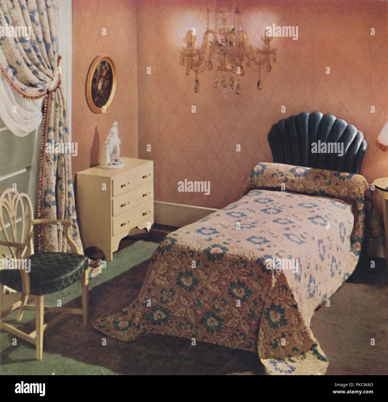 Antique Bedroom Furniture 1930 1940 Art Deco Walnut Bed, 1940 For Sale