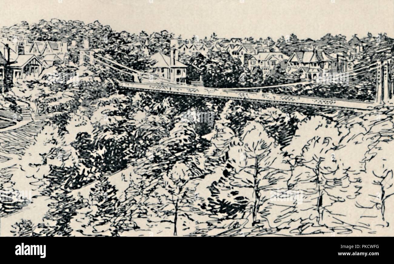 'Alum Chine Suspension Bridge', 1929. Artist Unknown Stock Photo Alamy