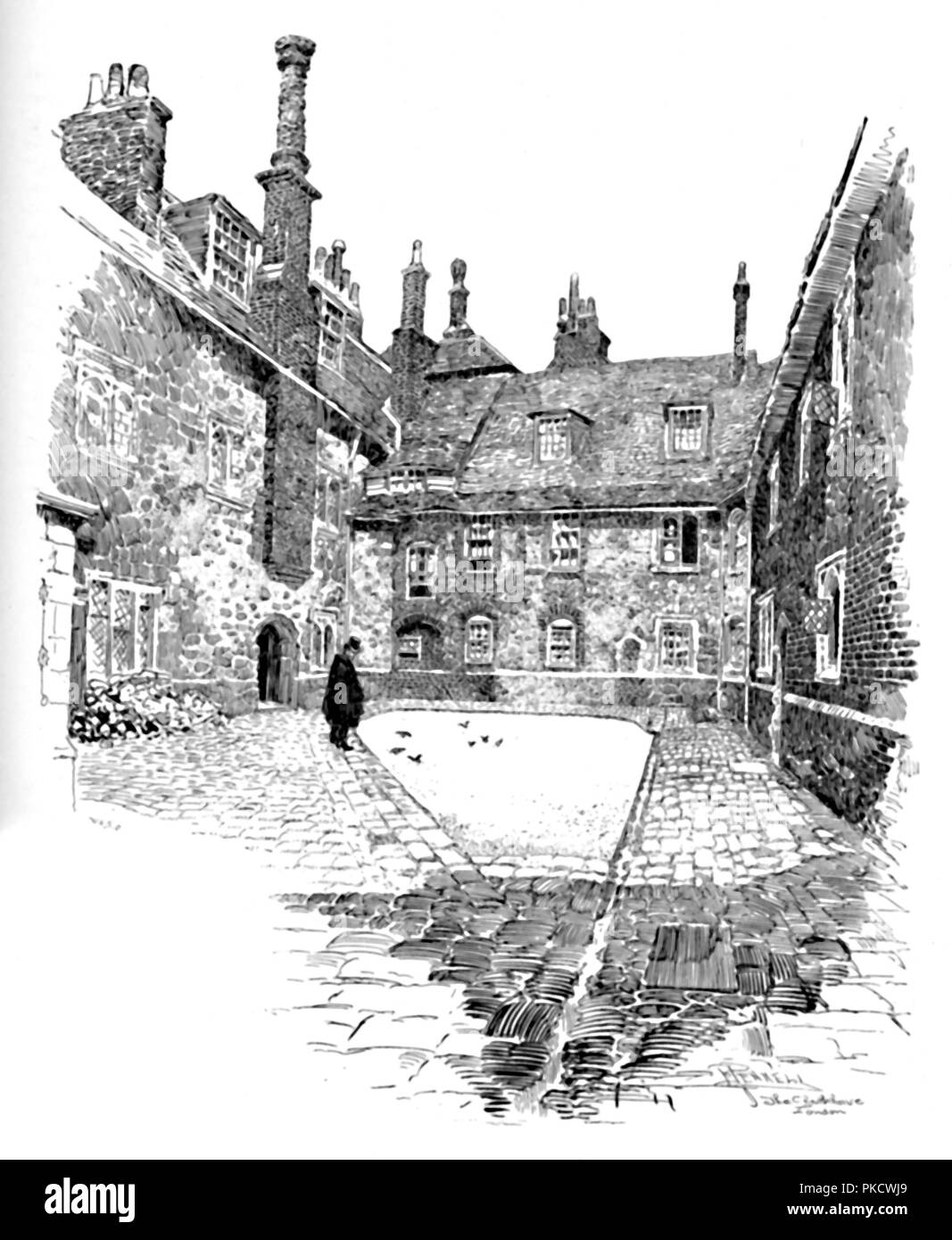 'Old Charterhouse: In Washhouse Court', 1886. Artist: Joseph Pennell. Stock Photo