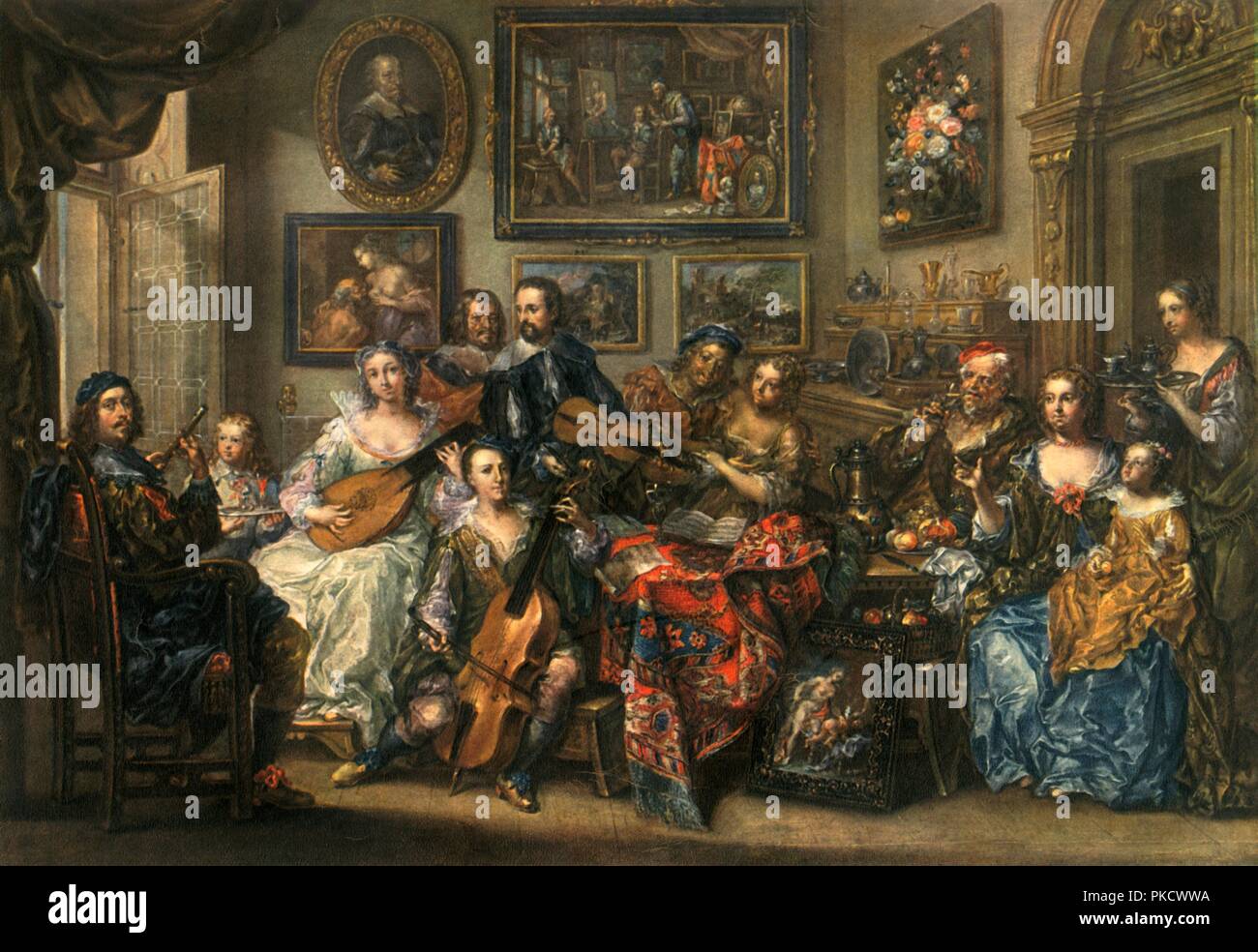 'Flute, lute, cello and violin; Johann Platzer (17041761)', 1948. Artist Johann