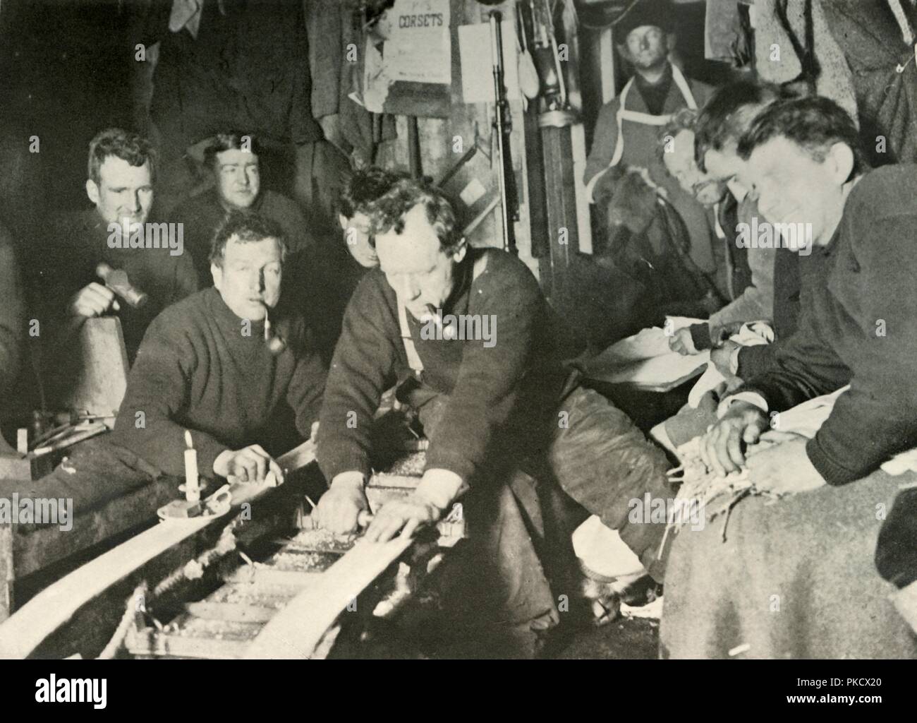 'Preparing A Sledge During the Winter', 1908, (1909). Artist: Unknown. Stock Photo