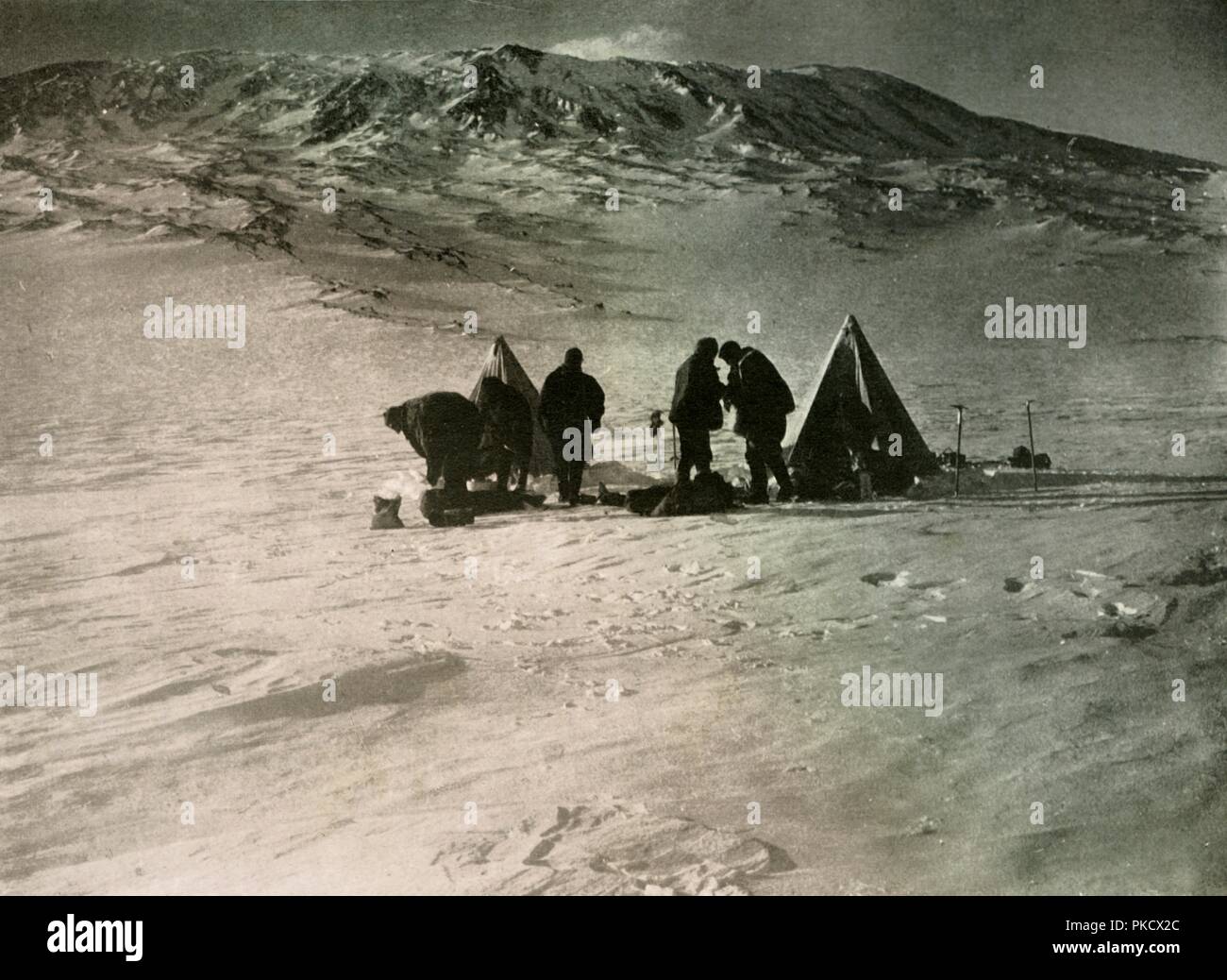 'The Camp 7000 Feet Up Mount Erebus', 1908, (1909). Artist: Unknown. Stock Photo