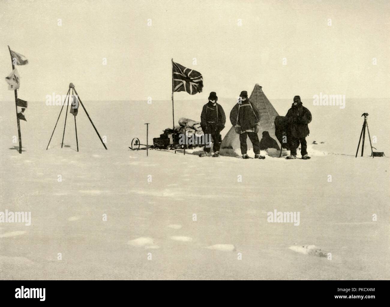 'The Christmas Camp on the Plateau', December 1908, (1909). Artist: Ernest Shackleton. Stock Photo