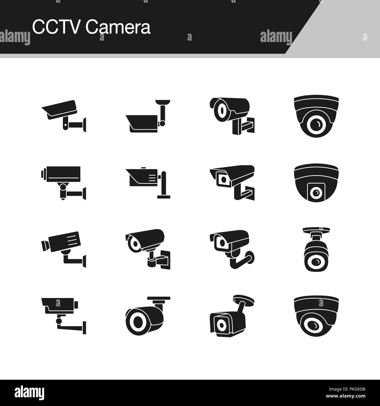 CCTV Camera icons. Design for presentation, graphic design, mobile application, web design, infographics, UI. Vector illustration. Stock Vector