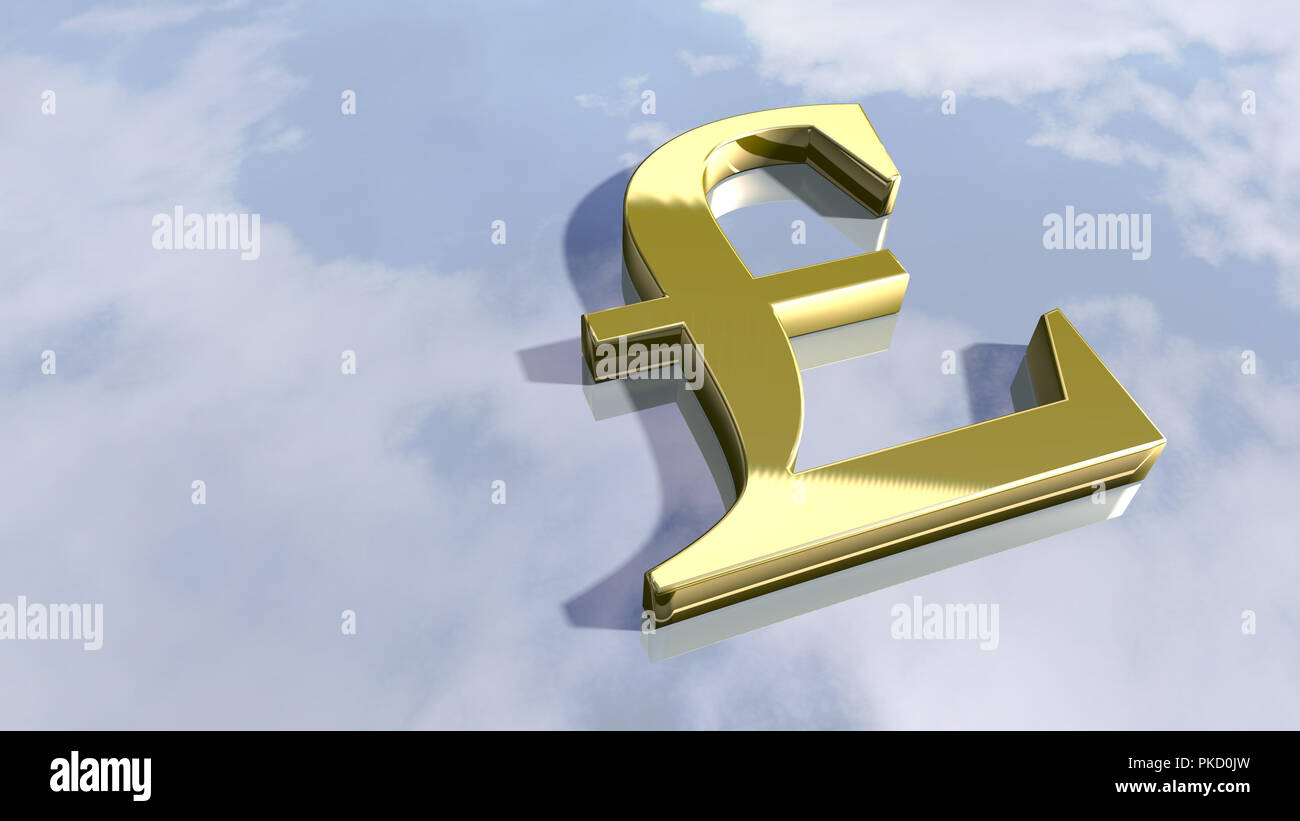 Shiny english Pound money sign. 3d rendering Stock Photo