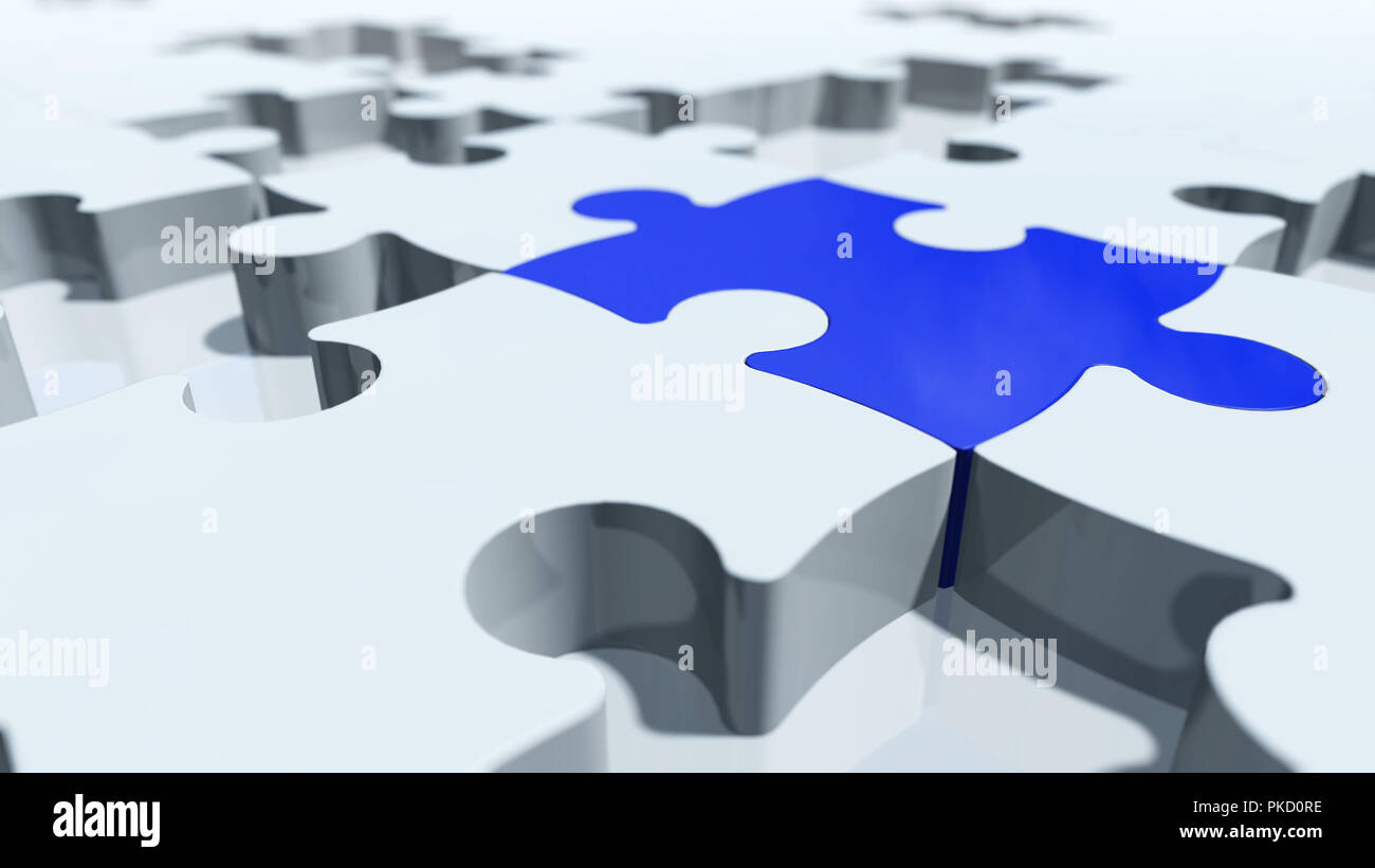 Puzzle pieces concept in particles. 3D rendering Stock Photo