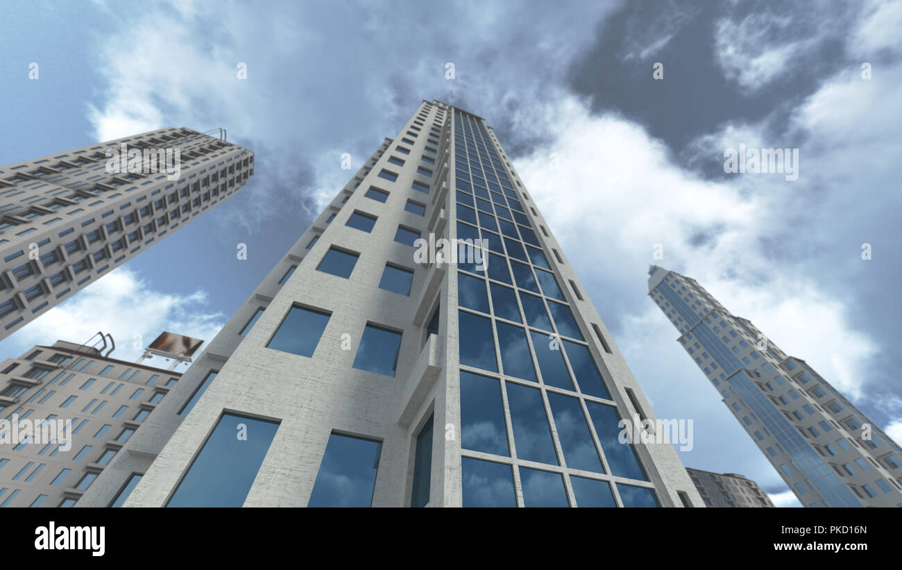 Modern skyscrapers with reflective glass 3D rendering Stock Photo