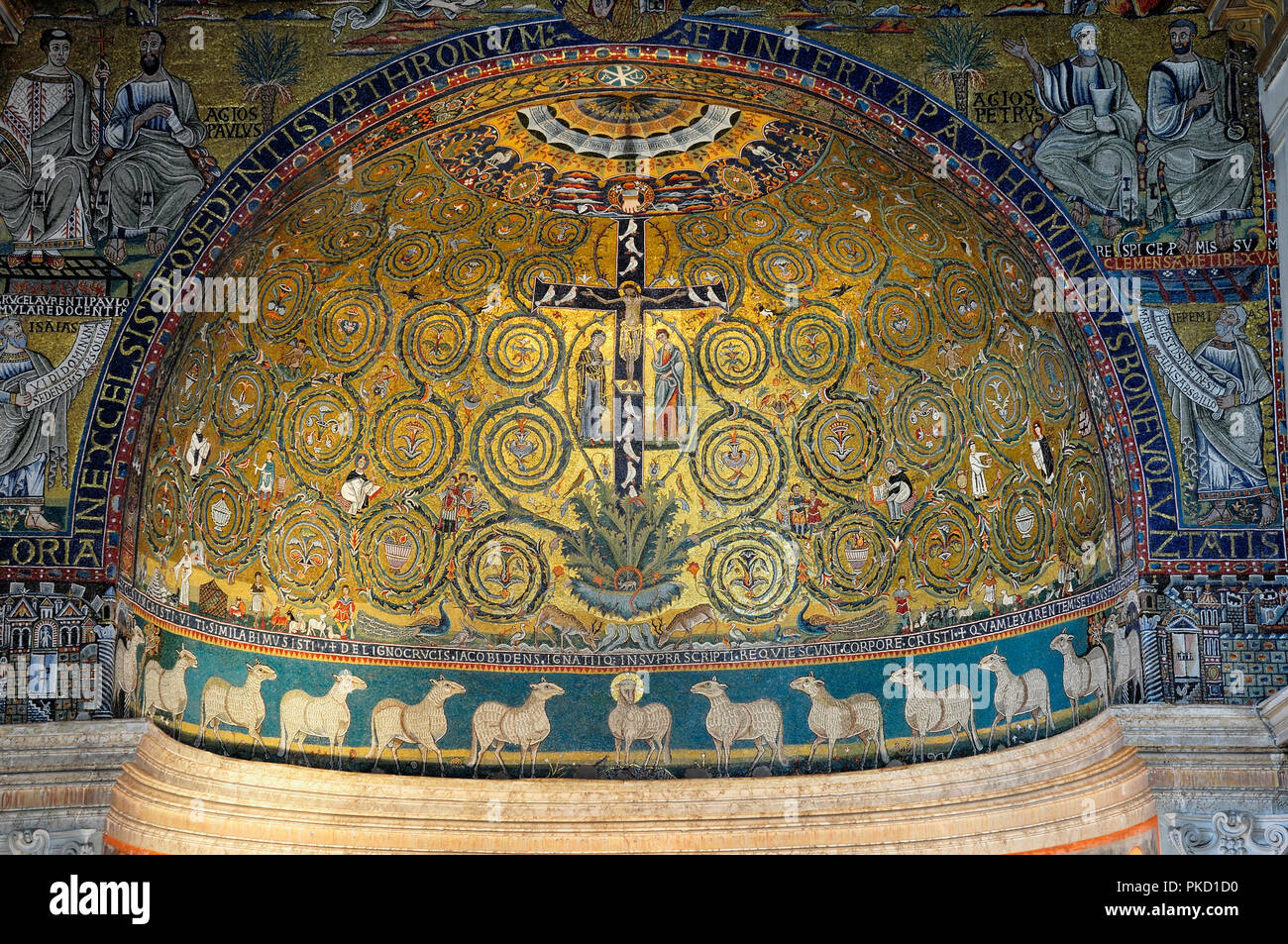Italy, Lazio, Rome, Basilica of San Clemente, apse with the Tree of Life mosaic. Stock Photo