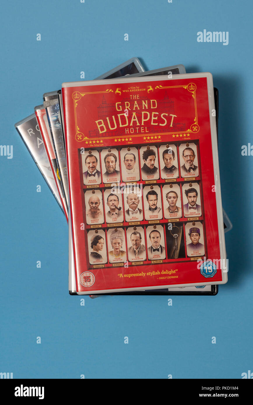 DVD of the movie 'The Grand Budapest Hotel' in a case with artwork