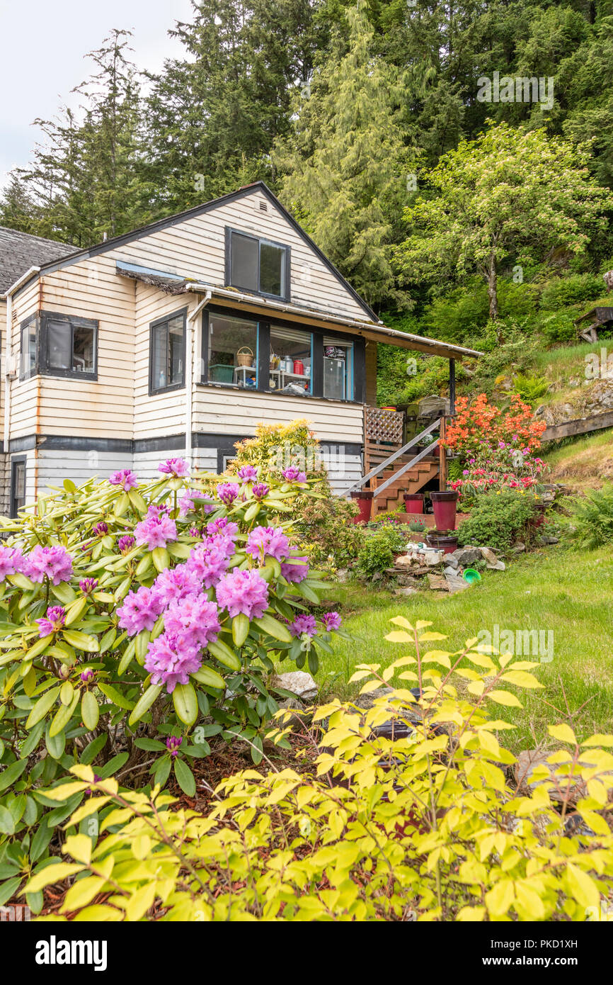 A colourful domestic property on the slopes above the harbour in