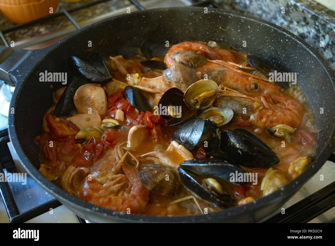 soup of mixed fish in a casserole Stock Photo Alamy