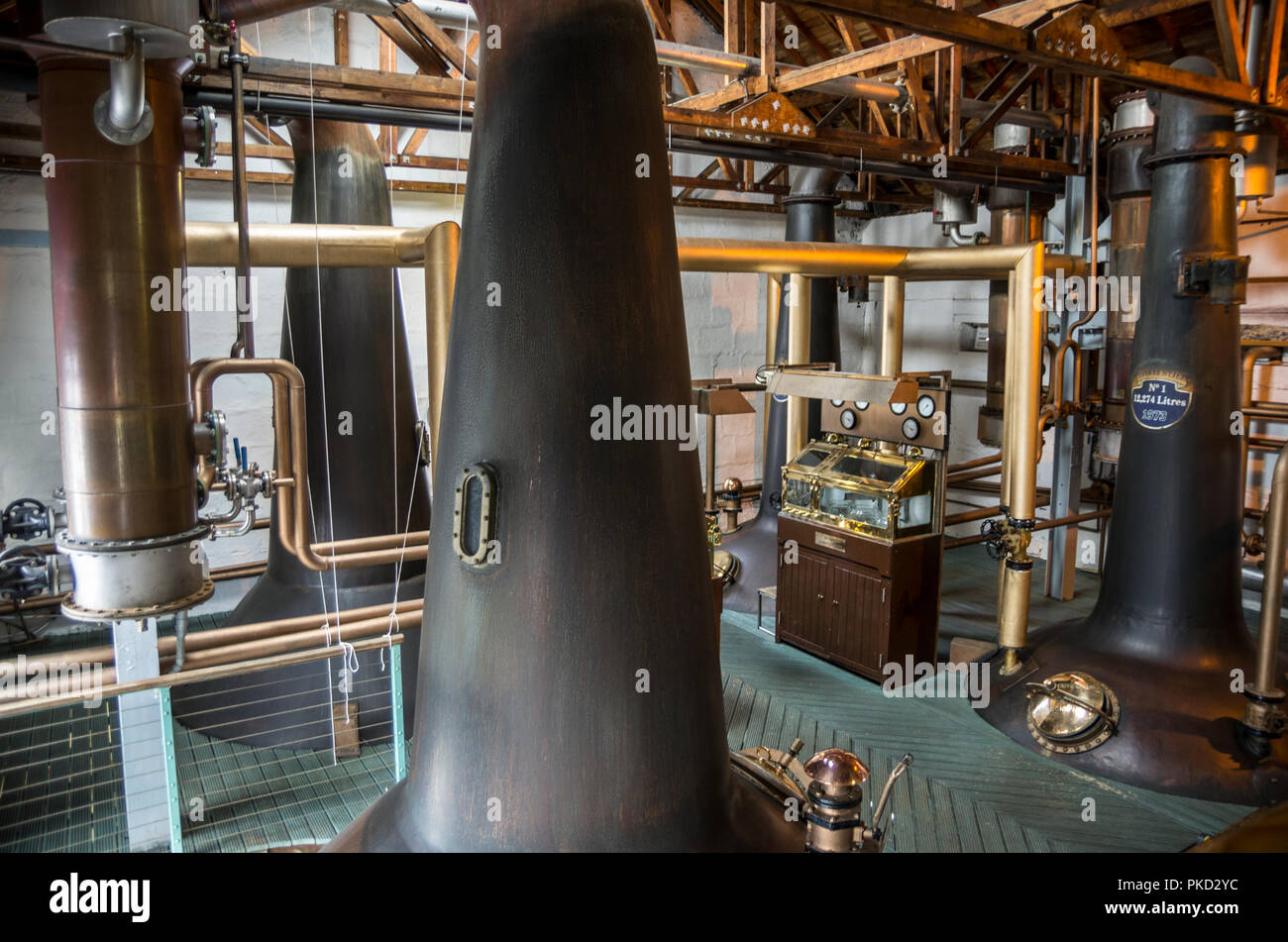 Whisky Stills at Bruichladdich Distillery, Islay, Scotland Stock Photo