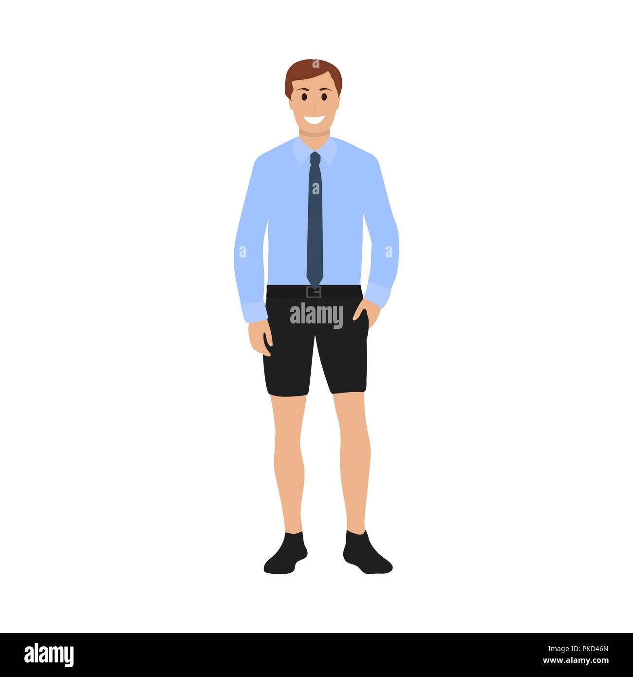 Businessman in shirt with tie and shorts Stock Vector