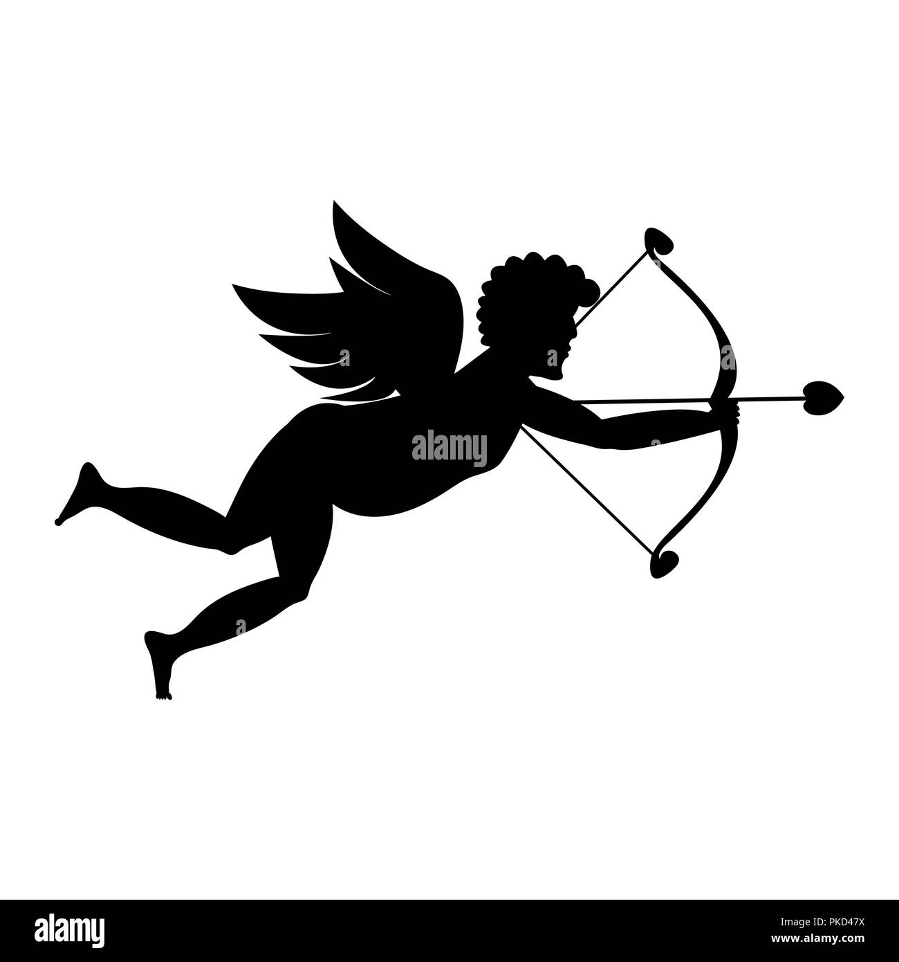 Cupid shooting silhouette Stock Vector