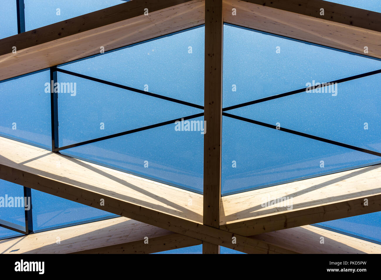Netherlands,Lisse,Europe, LOW ANGLE VIEW OF SKYLIGHT Stock Photo