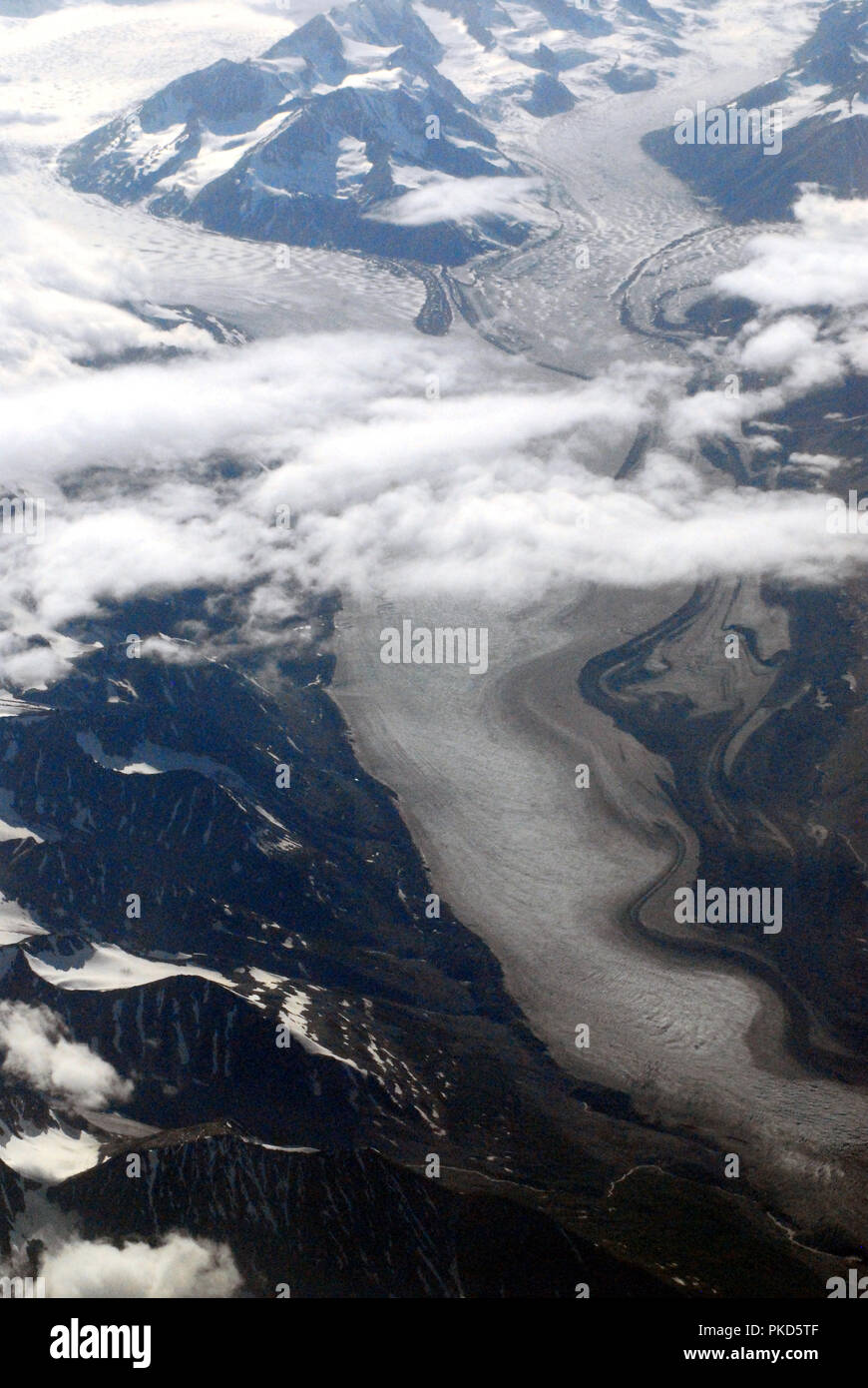 Climate Change- The melting ice field near Fairbanks, Alaska from 10,000 feet Stock Photo