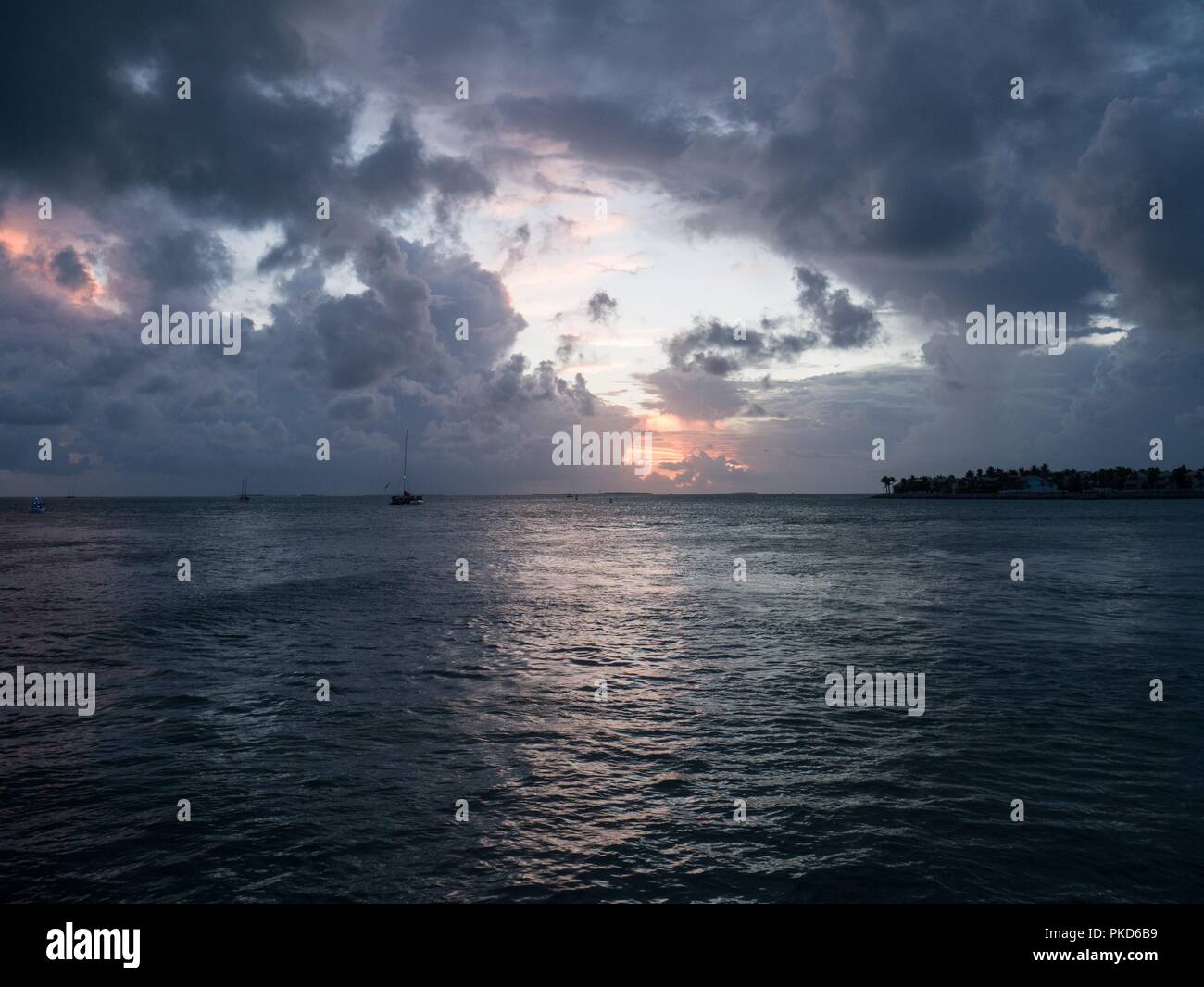 Sundown from Mallory Square in Key West Stock Photo