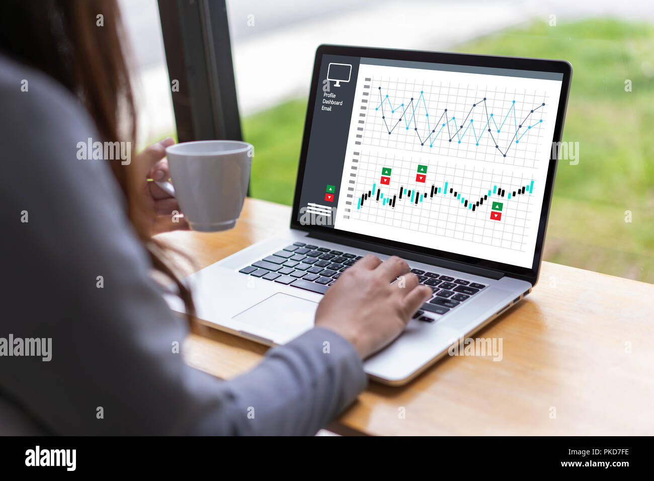 business man work chart schedule or planning financial report data Stock Photo