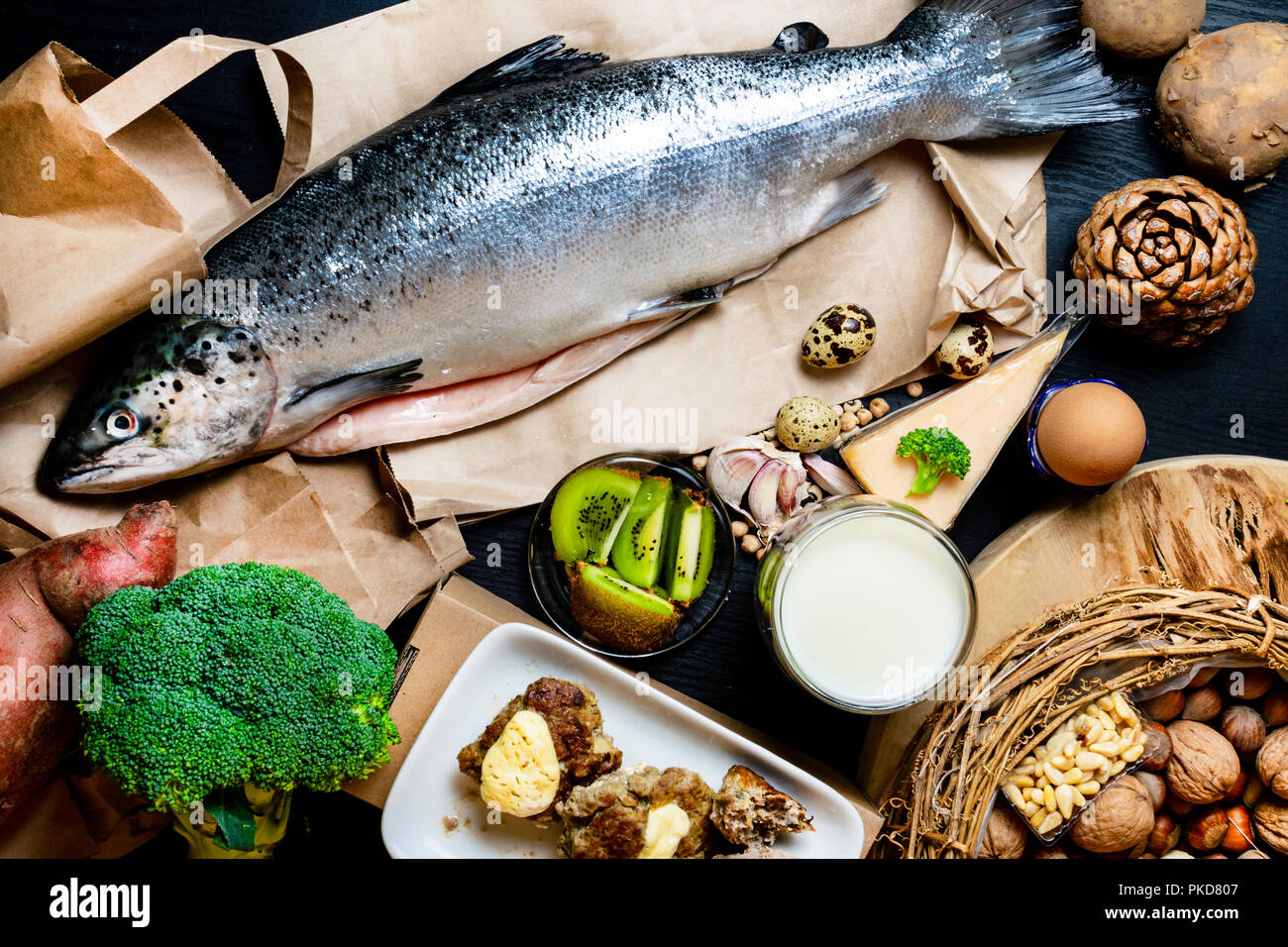 Products containing phosphorus salmon fish, pine nuts, peanuts, anchovy