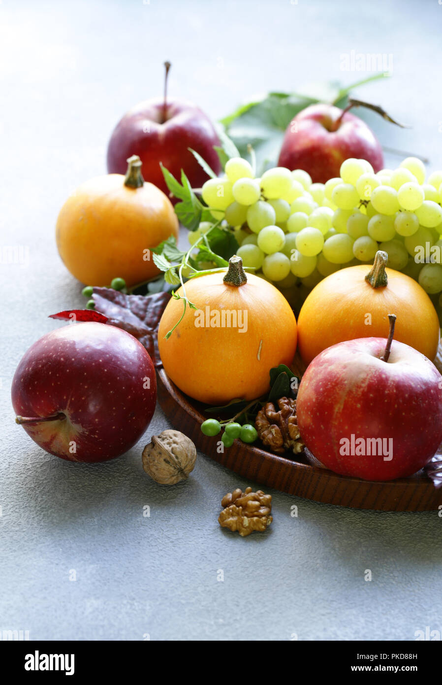 autumn still life with fruits and pumpkins Stock Photo - Alamy