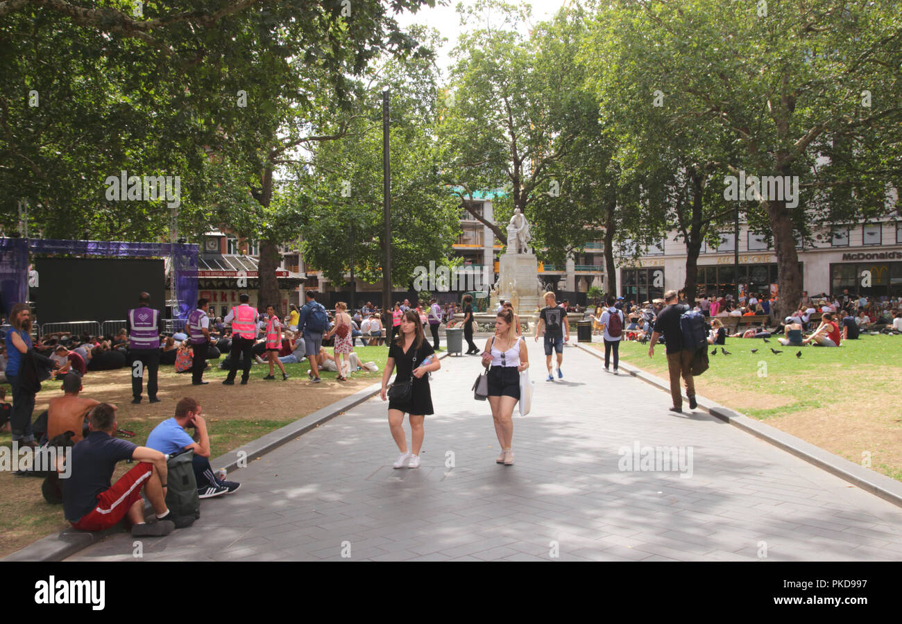 Leicester Square Gardens London summer 2018 Stock Photo