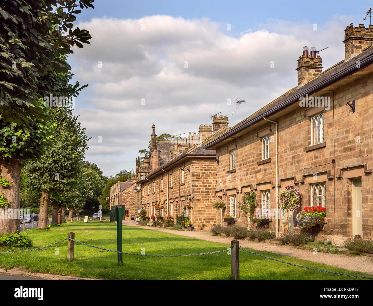Row of cottages in the village of Ripley near Harrogate in North