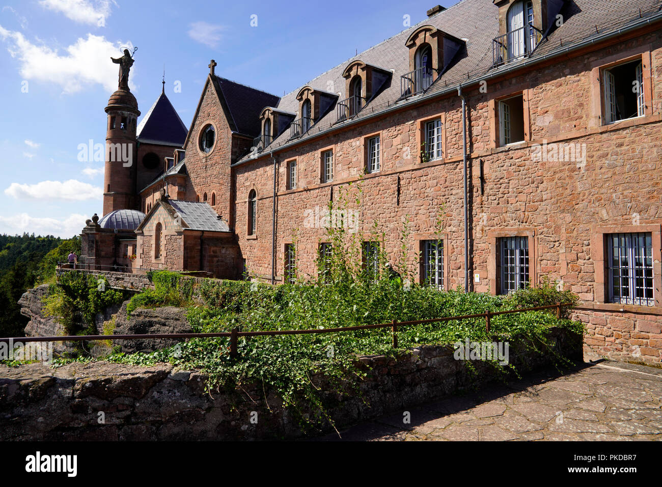 Mont Sainte-Odile Abbey in the Vosges Mountains in Alsace in France. Stock Photo