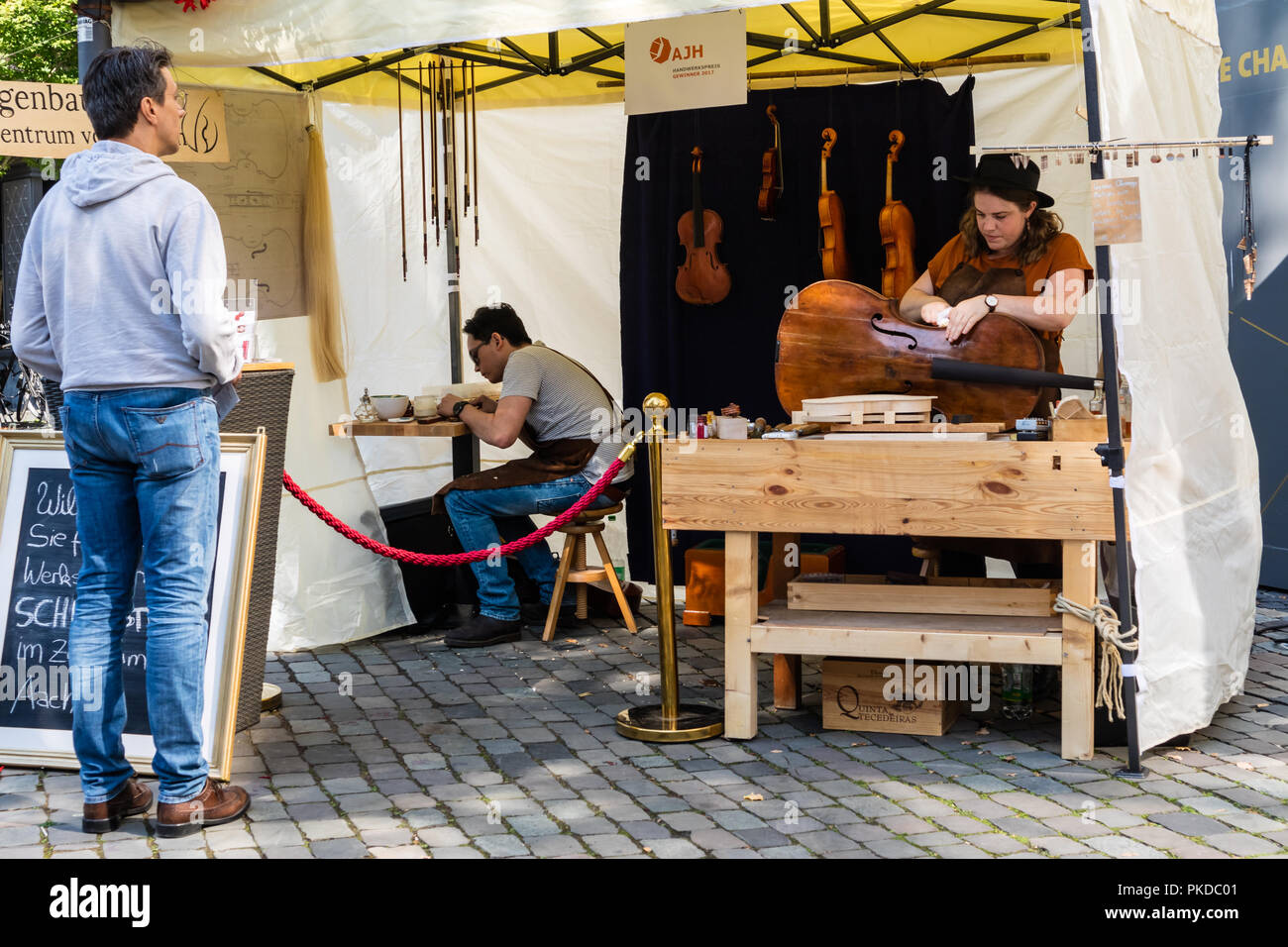 people browsing the craft market in Aachen - in 2018 the annual market took place on 1st and 2nd of September 2018 - Aachen, Germany, Europe Stock Photo