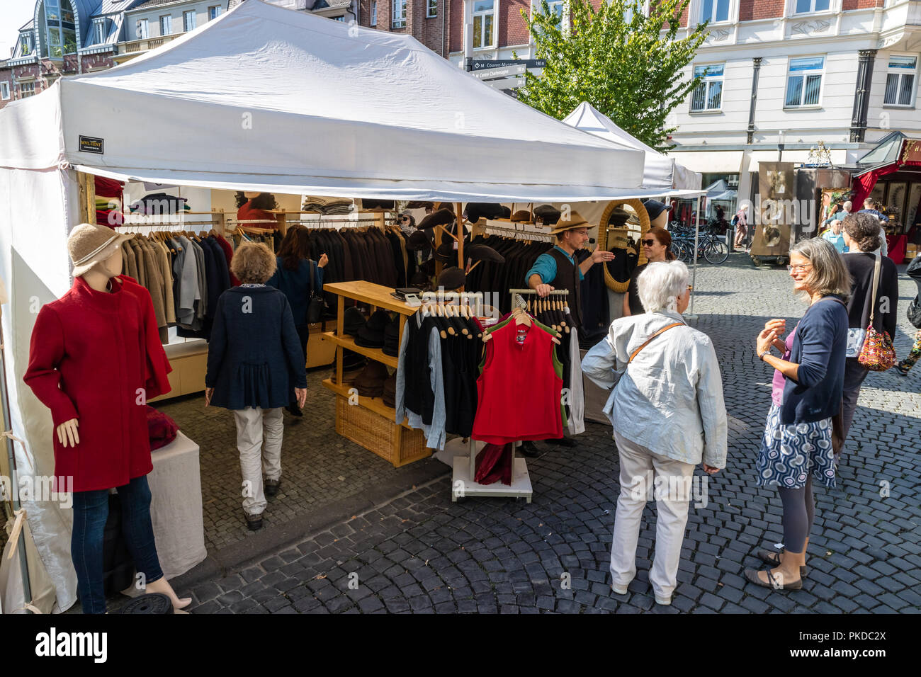 people browsing the craft market in Aachen - in 2018 the annual market took place on 1st and 2nd of September 2018 - Aachen, Germany, Europe Stock Photo