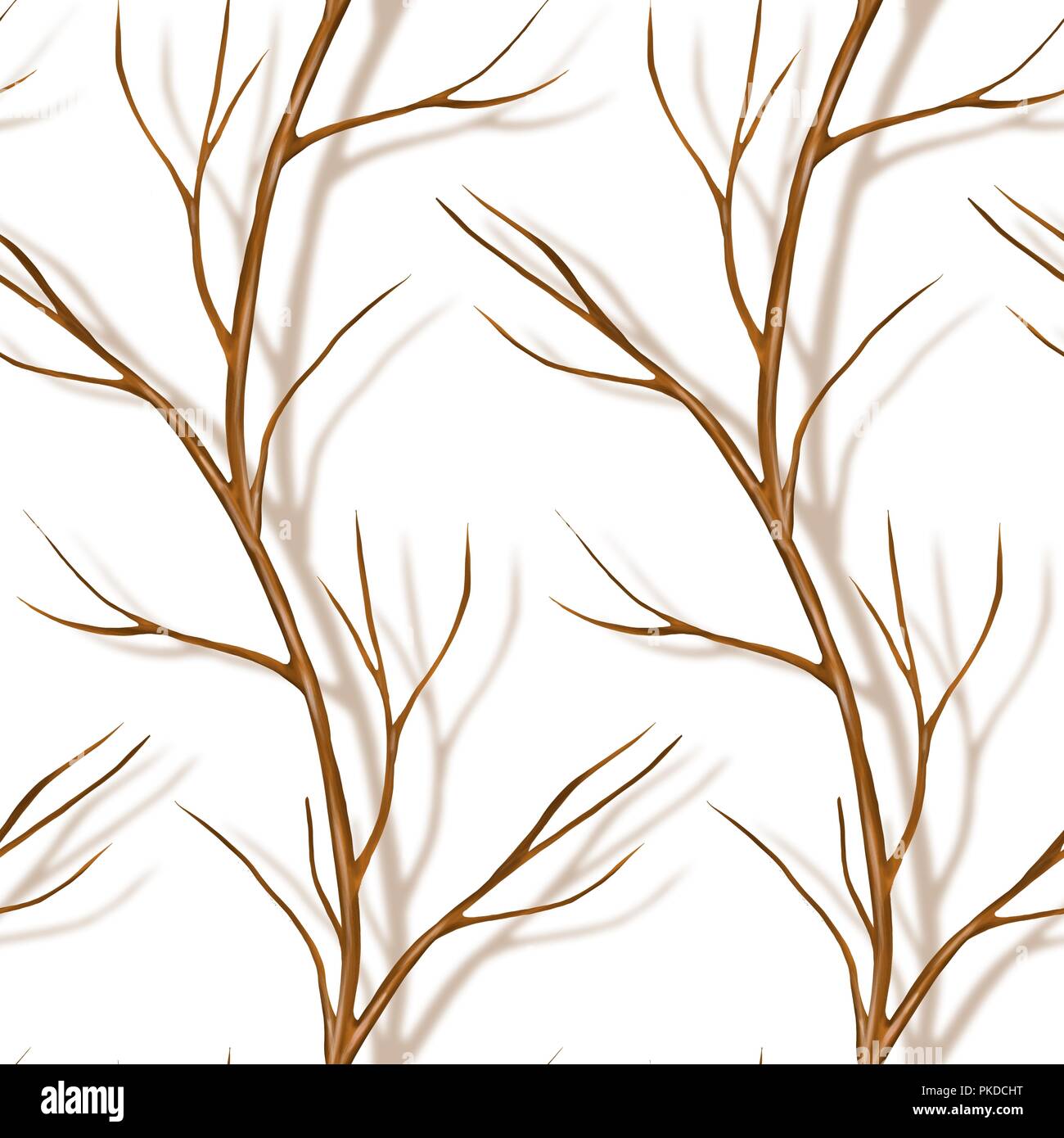 Dry branch. Seamless pattern isolated on white background Stock Photo