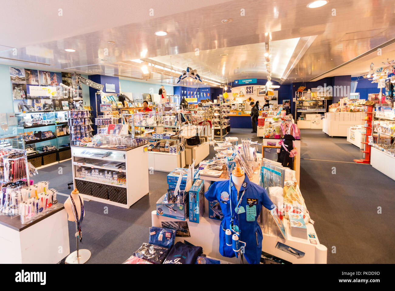 Japan Osaka Kansai International Airport Kix Interior Sky Museum Shop General View Of Display Counters Models And Products With Two Customer Stock Photo Alamy