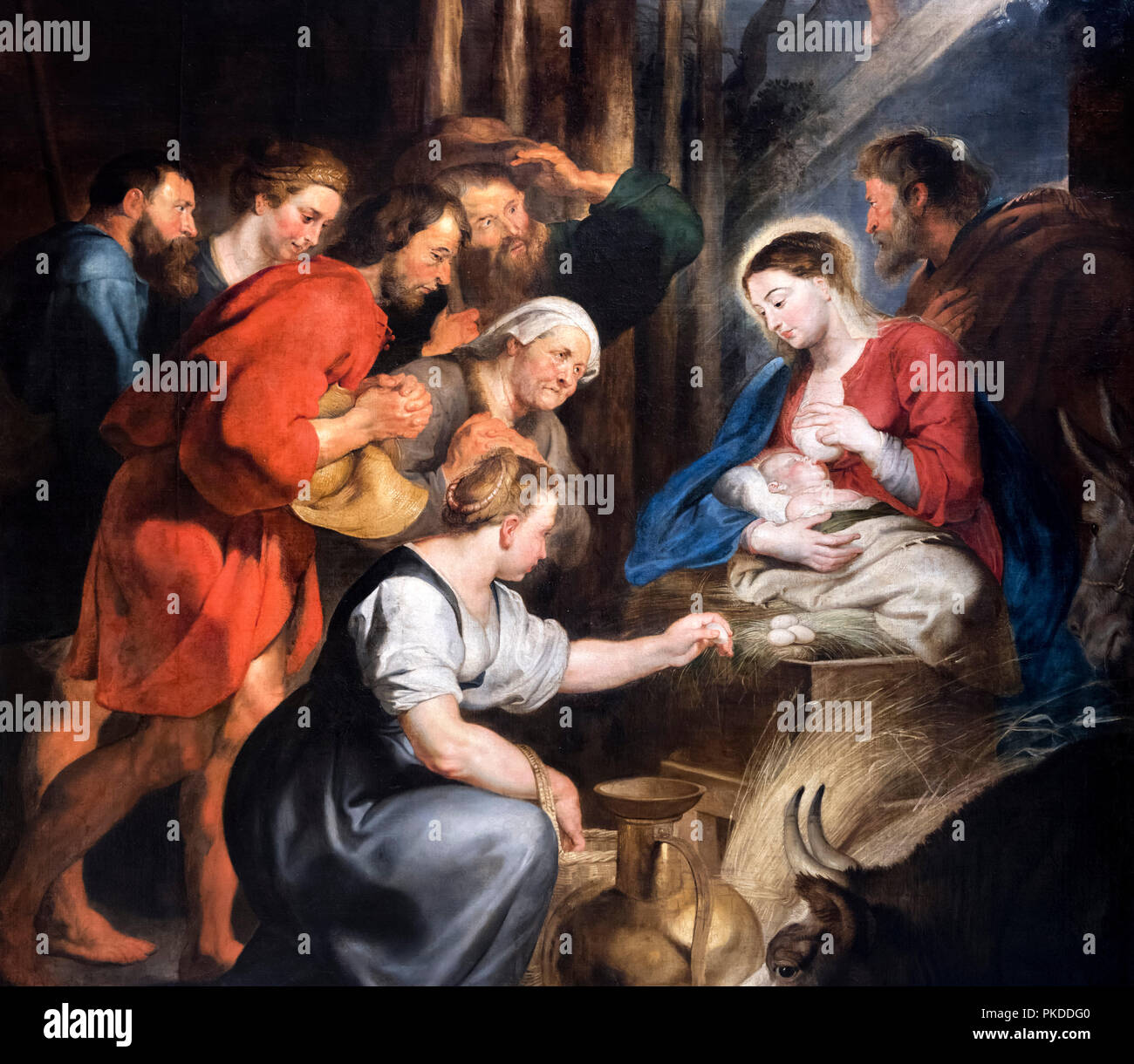 Nativity Scene. The Adoration of the Shepherds by Peter Paul Rubens (1577-1640), oil on canvas, c.1615 Stock Photo