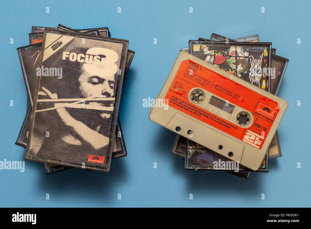 compact audio cassette of Focus, Focus 3 double album with art work. Stock Photo