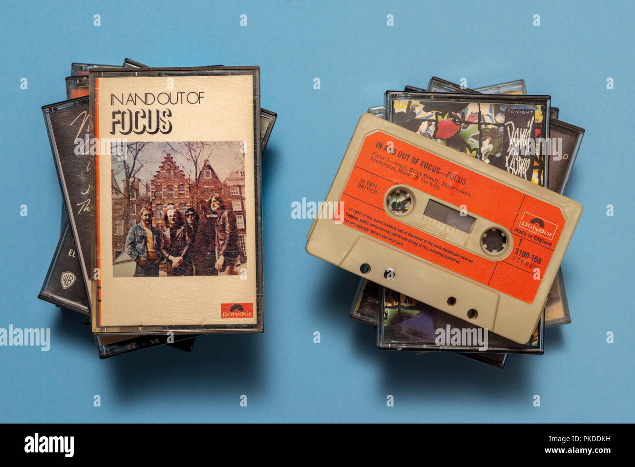 compact audio cassette of Focus, In & Out of Focus album with art work. Stock Photo