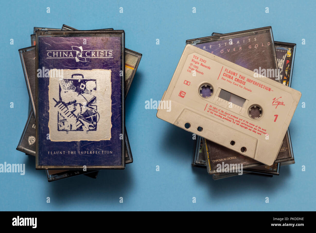 compact audio cassette of China Crisis, Flaunt the Imperfection album with art work. Stock Photo