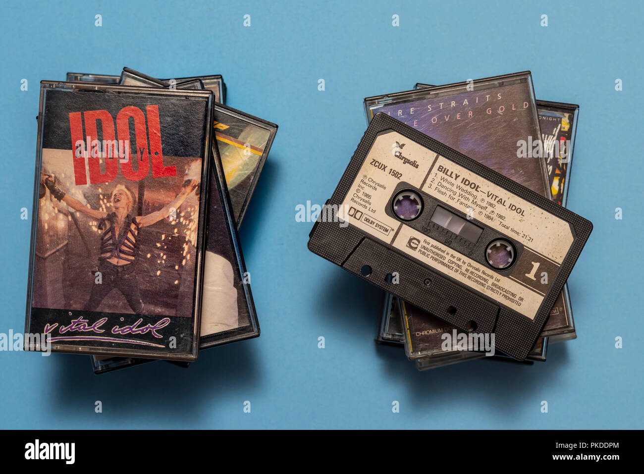 compact audio cassette of Billy Idol, Vital Idol album with art work. Stock Photo