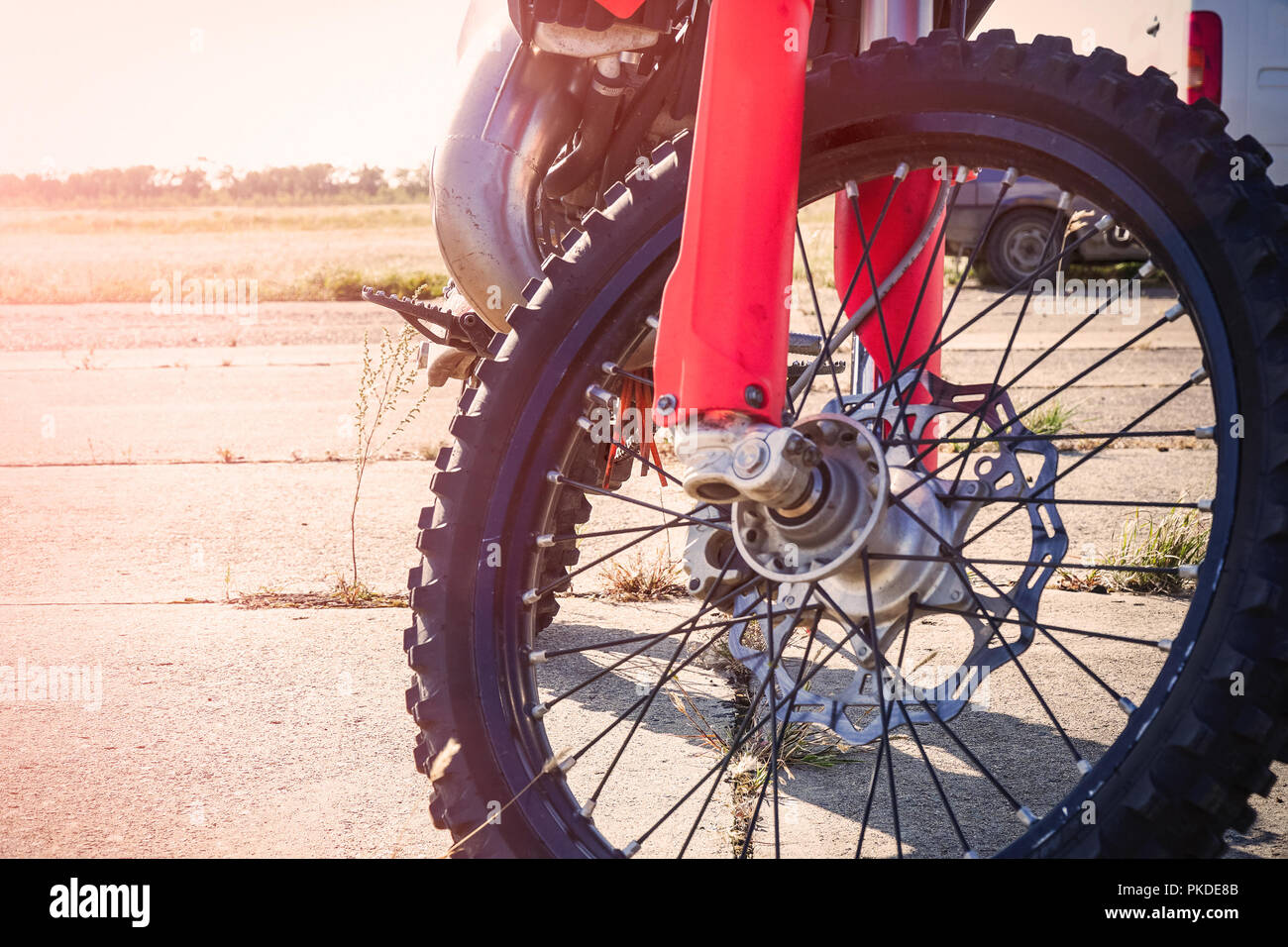 Front wheel motocross bike enduro Stock Photo Alamy