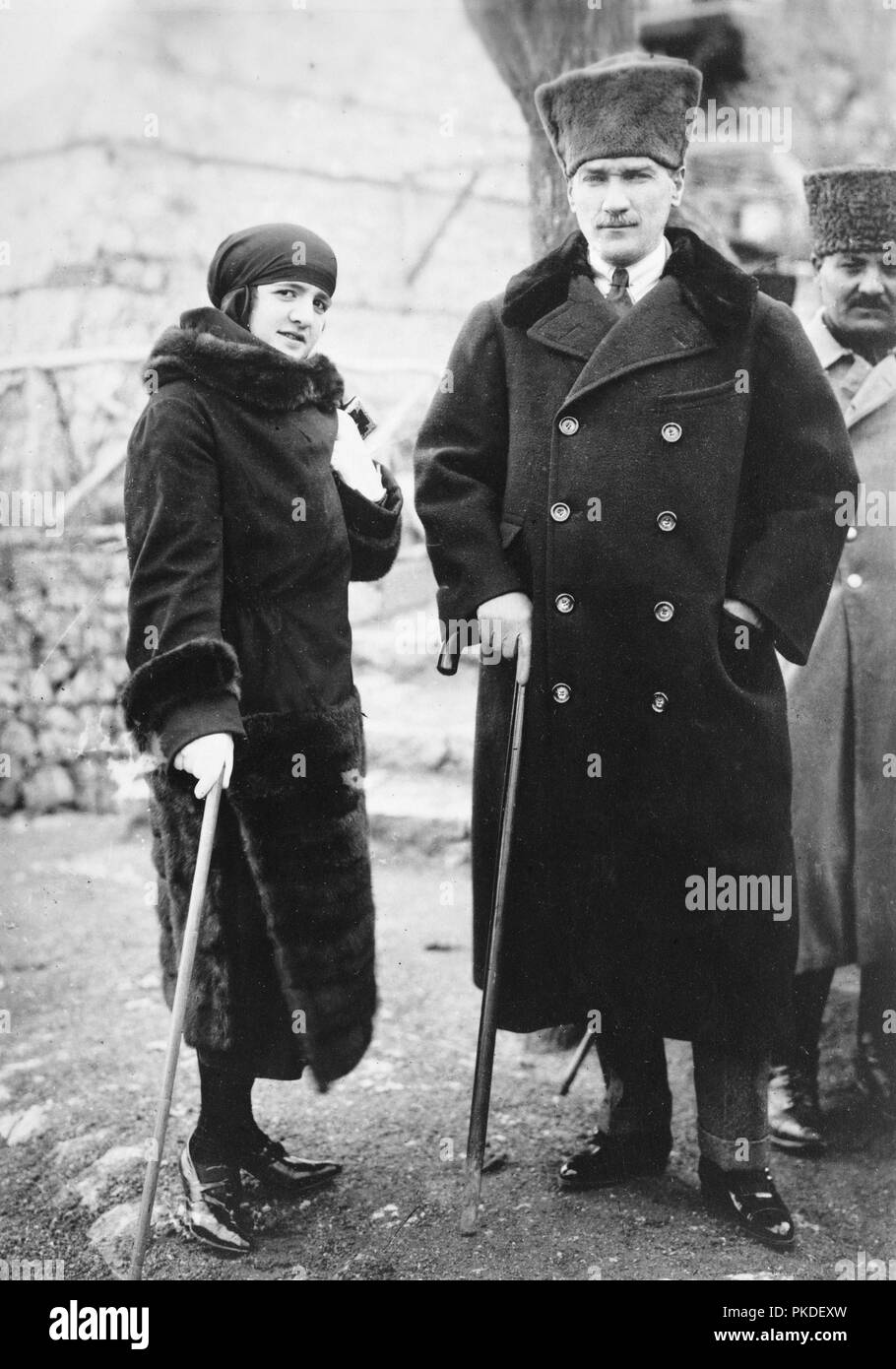 Mustafa Kemal Atatürk (1881 – 1938) Turkish revolutionary and founder of the Republic of Turkey, serving as its first President from 1923 until his death in 1938. Mustafa Kemal Atatürk and Latife Uşakizâde, Stock Photo