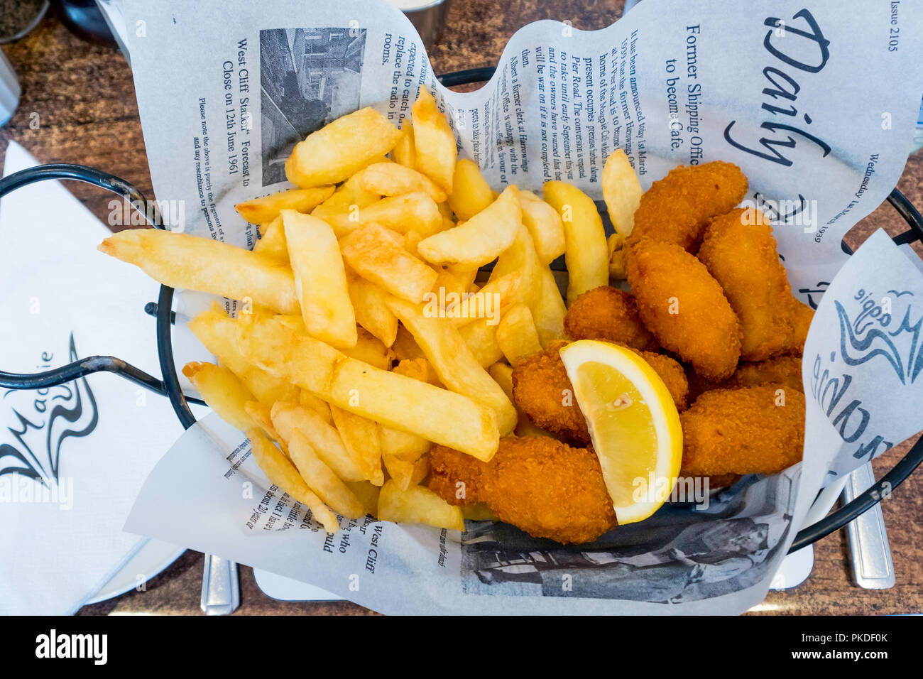 Magpie Cafe Whitby Scampi and Chips Stock Photo