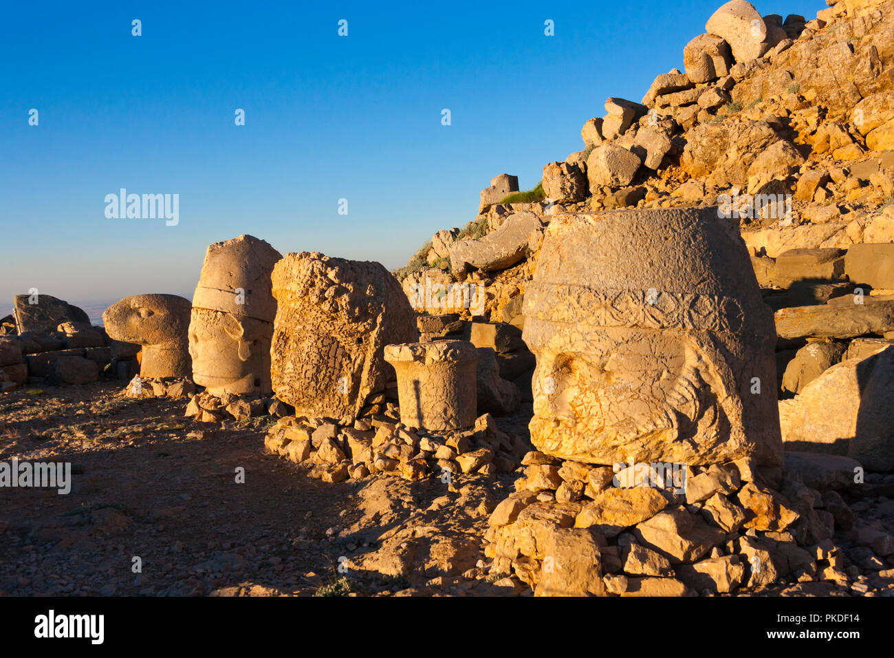 Statue of head at sunrise on the eastside of the mountain, Mt. Nemrut