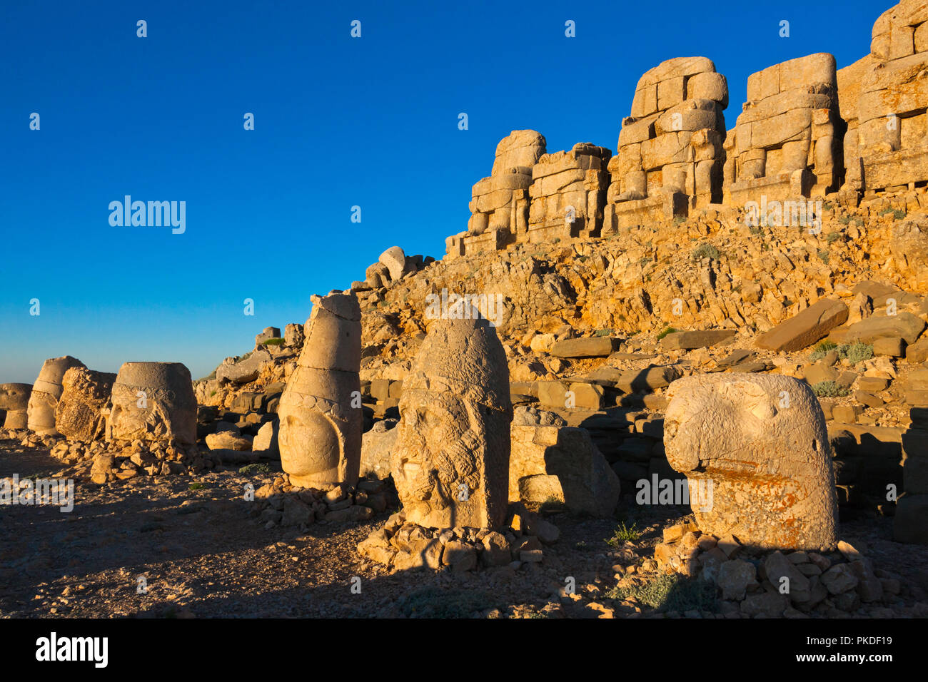 Statue of head at sunrise on the eastside of the mountain, Mt. Nemrut