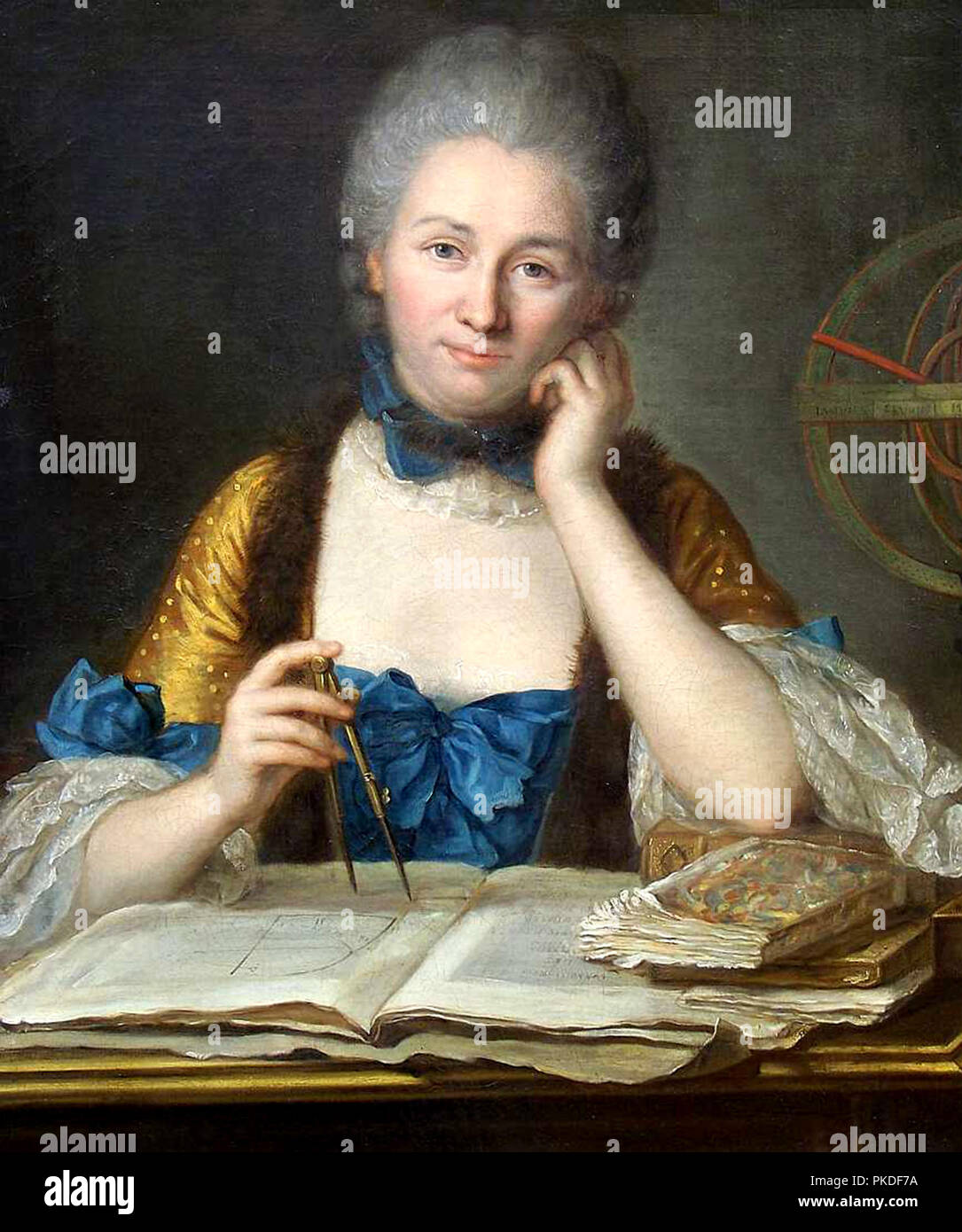 Émilie du Châtelet, Gabrielle Émilie Le Tonnelier de Breteuil, marquise du Châtelet (1706-1749), French mathematician and physicist. Painting by Maurice Quentin de La Tour Stock Photo