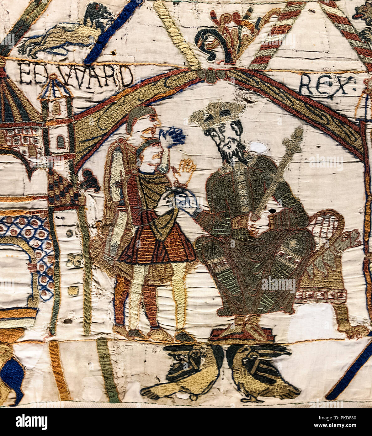 Bayeux Tapestry, King Edward the Confessor and Harold Godwinson at Winchester Stock Photo