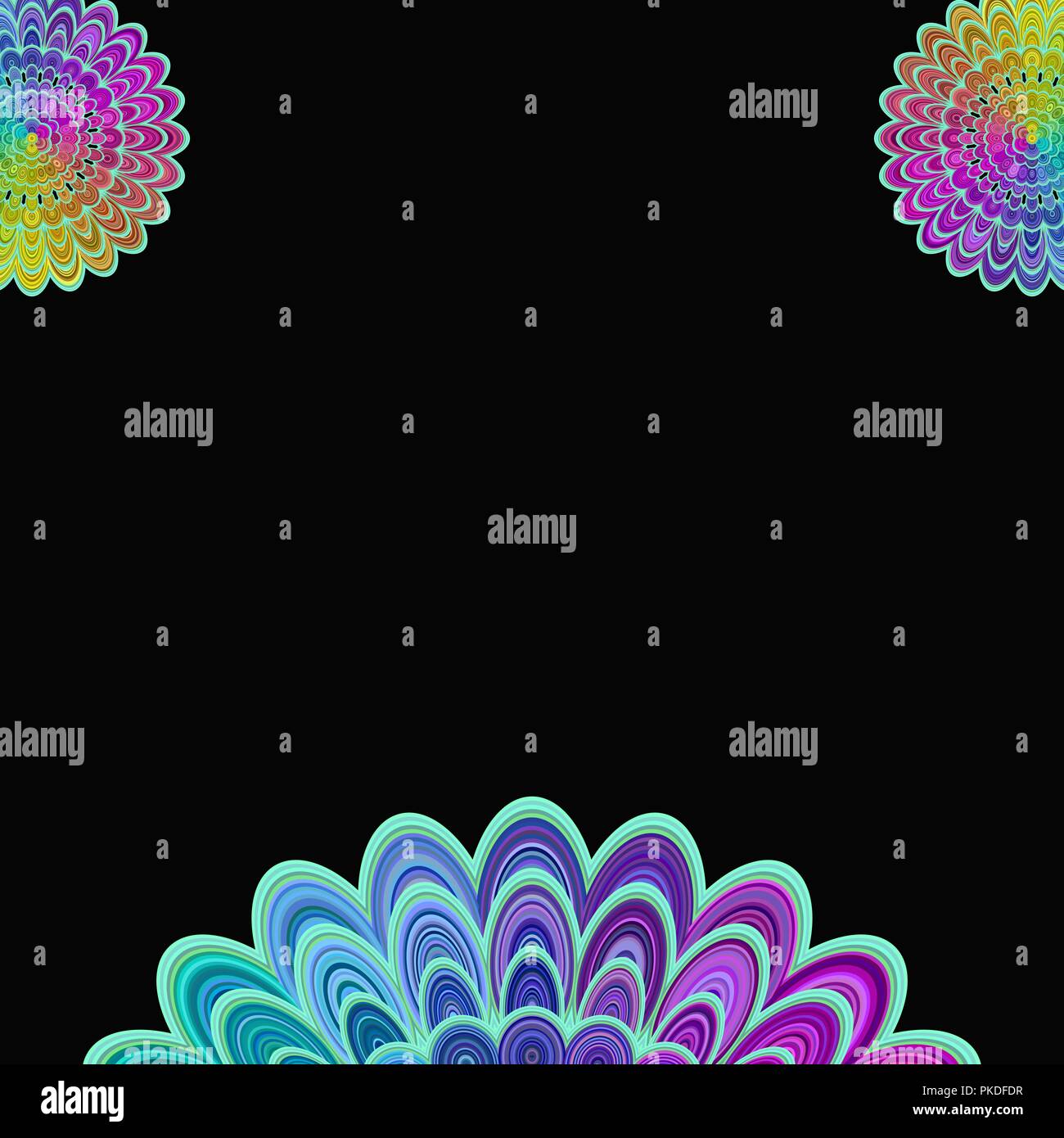Abstract digital flower mandala art background - vector circular ...